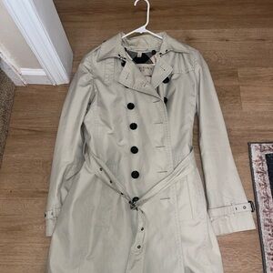 Burberry Brit Light Tan Trench Coat with Black Buttons